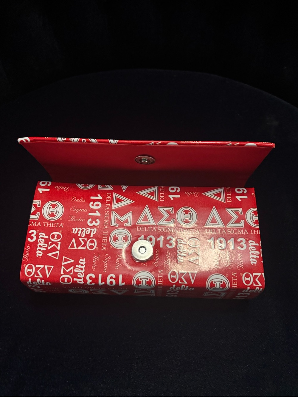 Delta Sigma Theta Red Logo Crossbody Clutch with Silver Chain - Picture 5 of 5